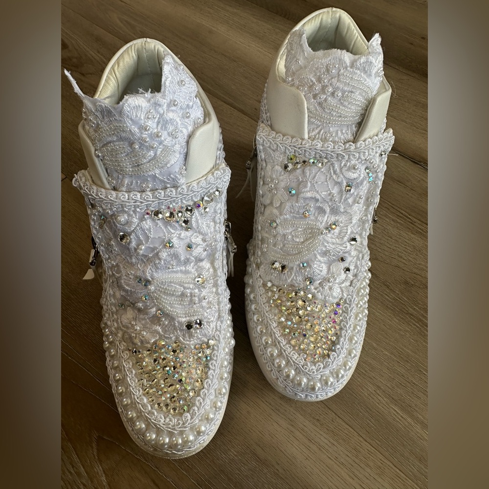 Bride blinged out sneakers